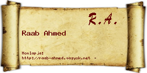 Raab Ahmed névjegykártya